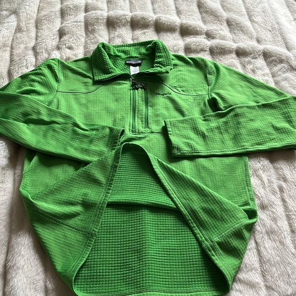 Patagonia Men's R1 Fleece Pullover Lime Bright Green 1/2 Zip Waffle - Picture 6 of 8